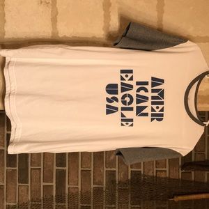 American eagle outfitters white/grey/blue shirt